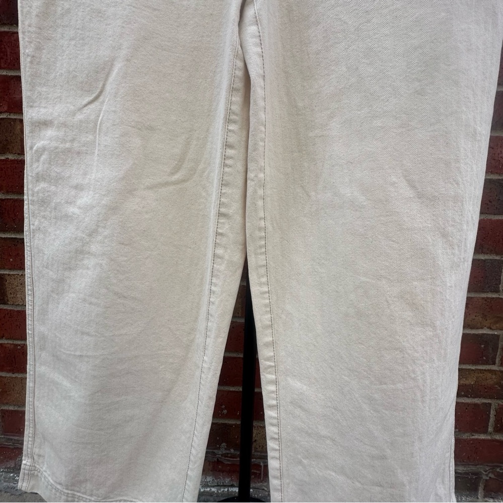 Free People Jean High-Rise Buckle Back Cream Wash Denim Wide Leg Street-Style 8 - Picture 8 of 15